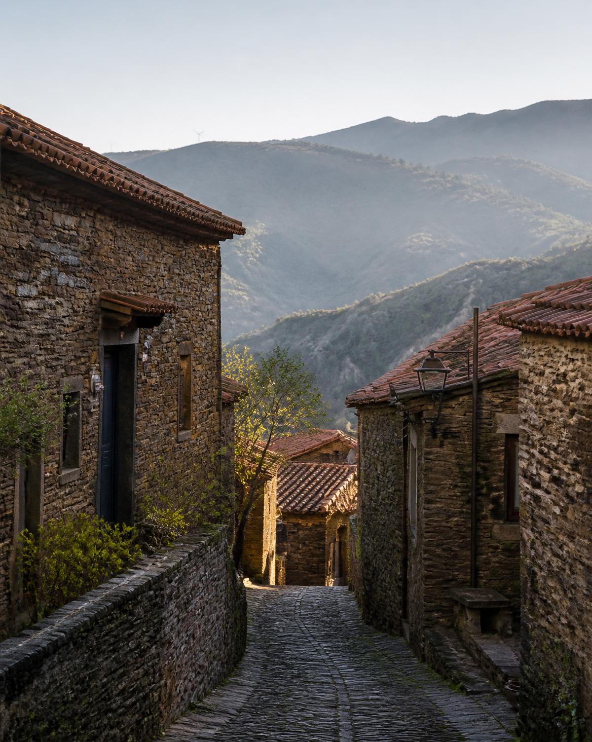 Schist stone village lane in central Portugal.